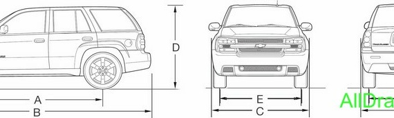 Chevrolets Trailblazer SS (2007) (Chevrolet Trailbleyzer CC (2007)) are drawings of the car